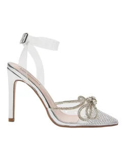 Promo 🧨 Pink Inc Rafi Clear Vinylite Heeled Shoes In Silver ⭐