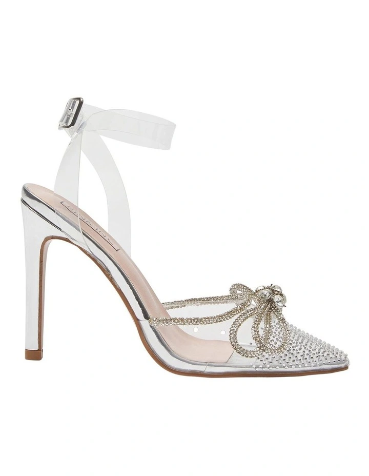 Promo 𧨠Pink Inc Rafi Clear Vinylite Heeled Shoes In Silver β