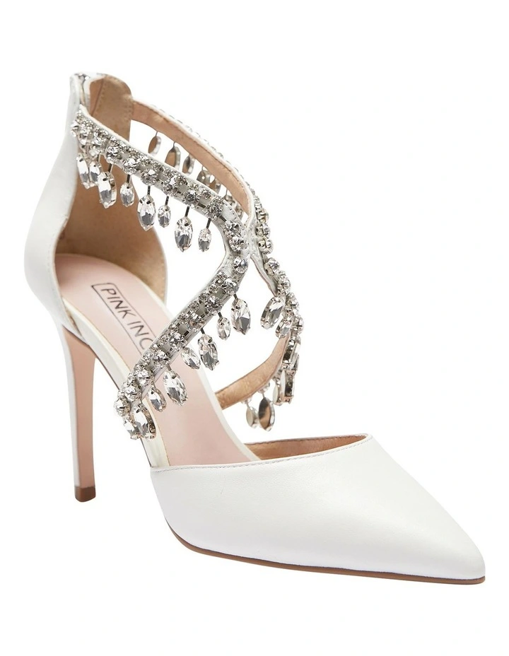 Best reviews of π Pink Inc Belle Kid Heeled Shoes In White π - Image 2