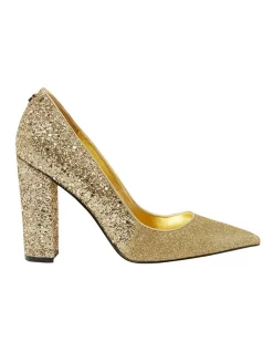 Buy 🛒 Guess Abagaily Heeled 👏 Shoes In Gold ⭐